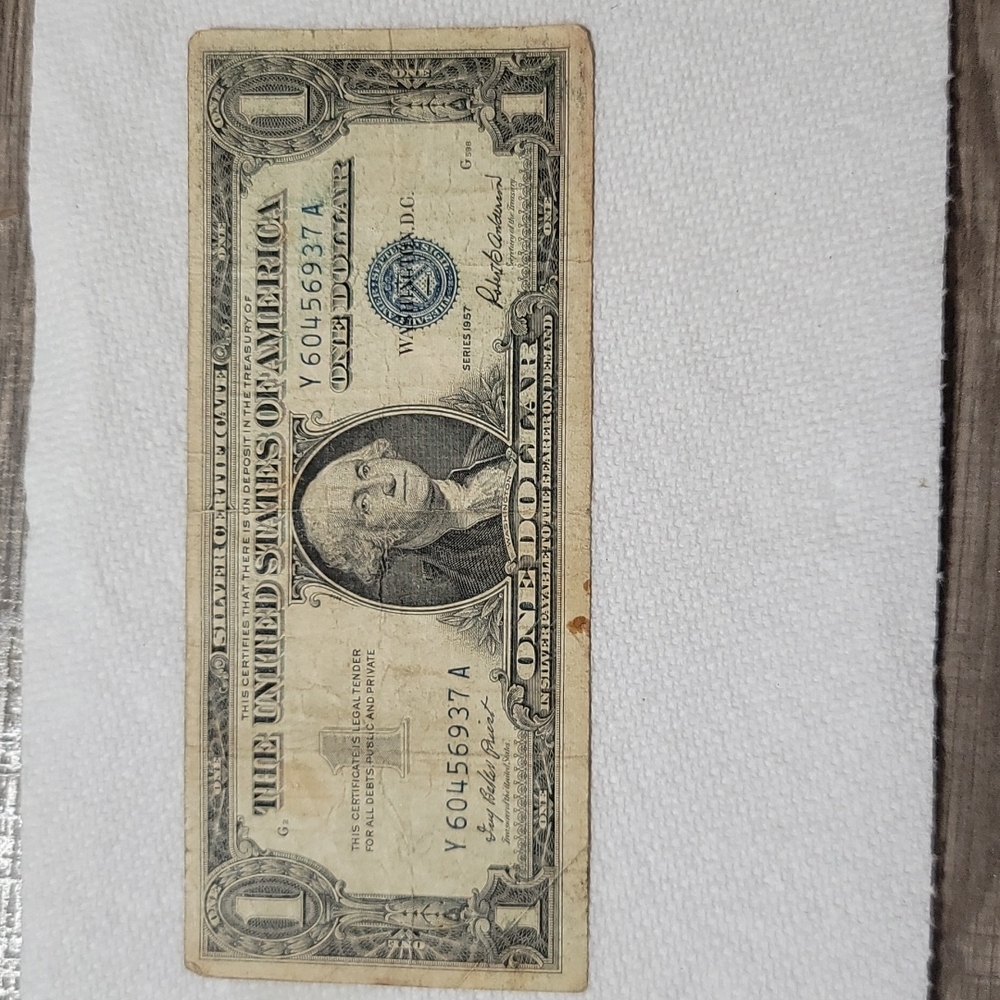 Silver Certificate-1957 One dollar bill with blue seal
